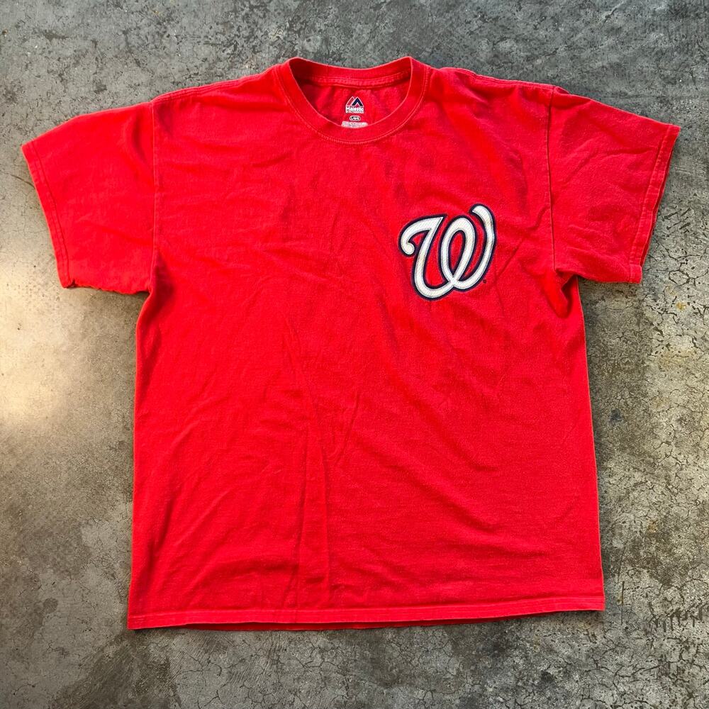 Majestic Washington Nationals Bryce Harper 34 Jersey Tee Red Large MLB Baseball